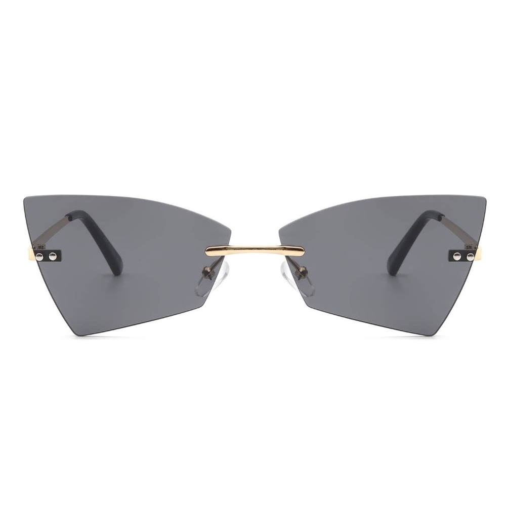 Rimless Geometric Retro Tinted Fashion Sunglasses - Picture 6 of 6